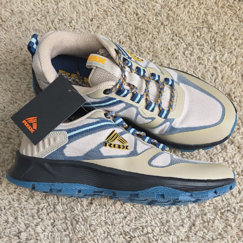 RBX Men's Cream and Blue Athletic Shoes Size 8.5